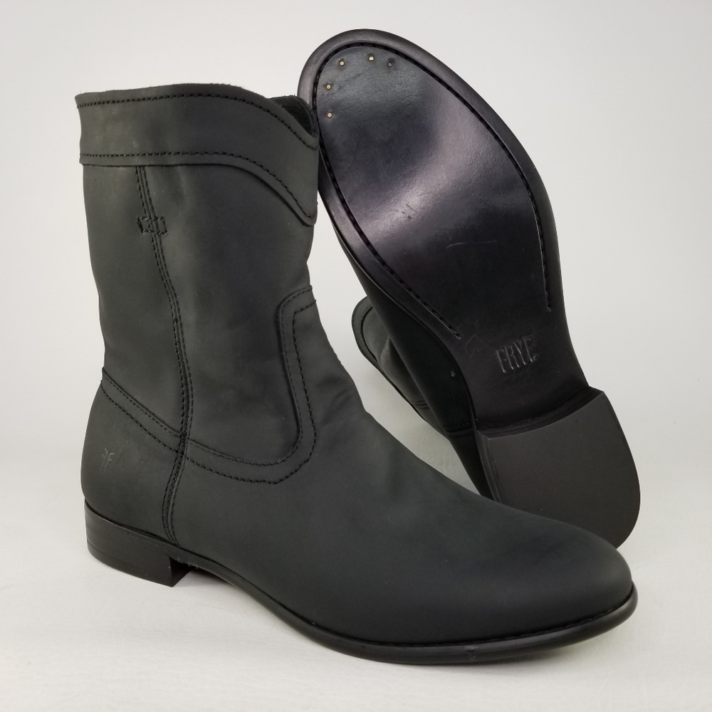 Frye Cara Roper Womens Short Leather Boots Black